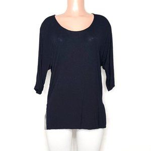 Michael Stars Black 3/4 Dolman Sleeve Tee Top One Size or Medium / Large Hi-Low